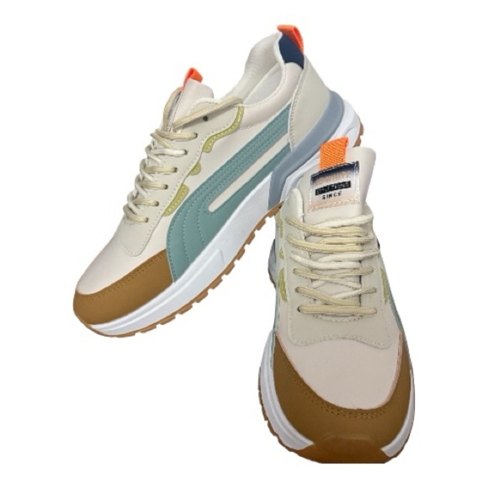 SHEIN Cream, Brown, and Blue Men's Sneakers